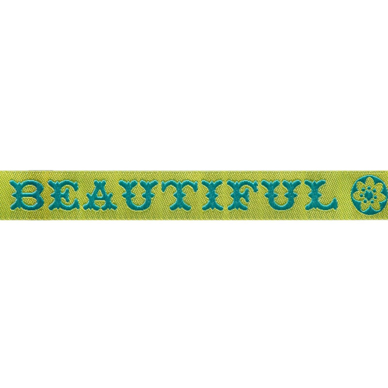 Amy Butler - You Are Beautiful Turquoise Ribbon - 5/8" Wide - Hummingbird Lane Fabrics and Notions