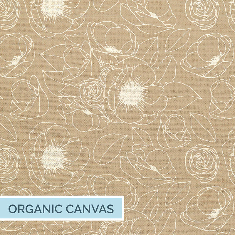 Geo Florals – Bouquet Tan/White – Rosa V Design - Hummingbird Lane Fabrics and Notions