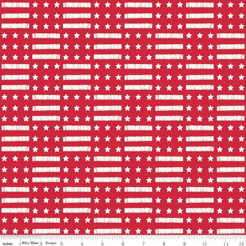 Land of the Brave - Red Stars and Stripes - My Mind's Eye - Hummingbird Lane Fabrics and Notions