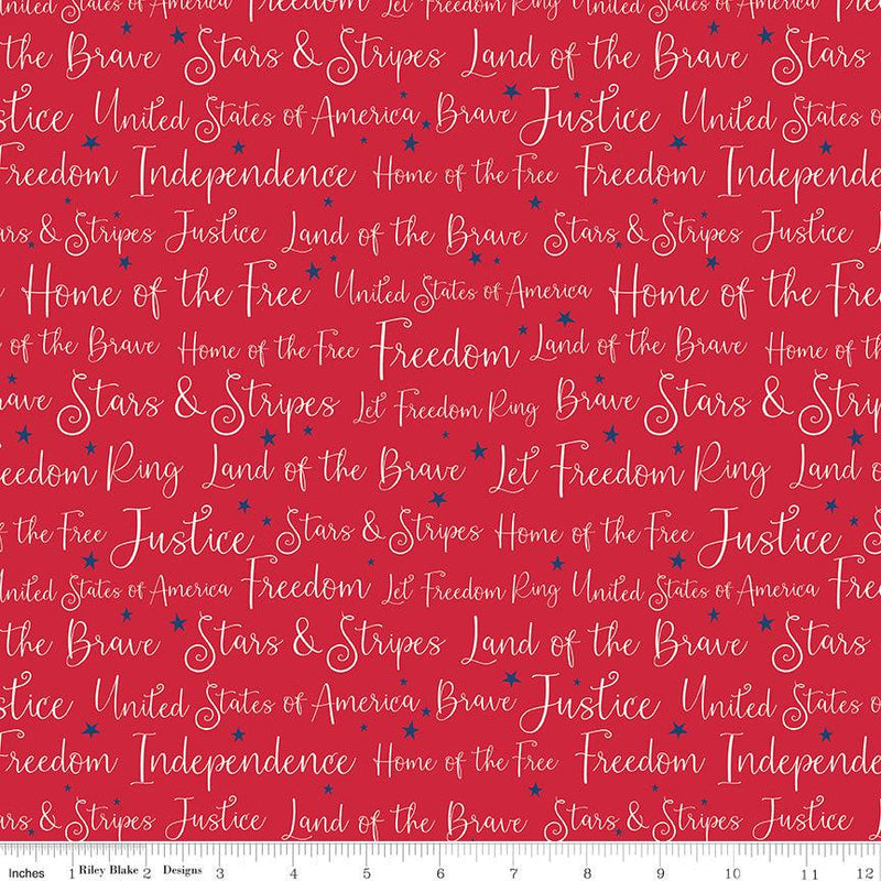 Land of the Brave - Red Words - My Mind's Eye - Hummingbird Lane Fabrics and Notions