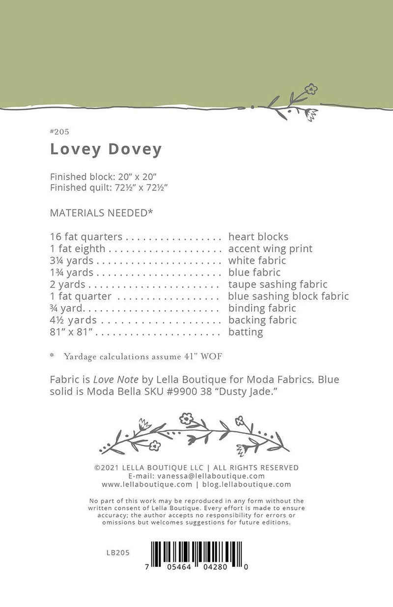 Lovey Dovey Quilt Pattern - Lella Boutique - Hummingbird Lane Fabrics and Notions