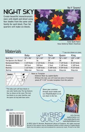 Night Sky Quilt Pattern - Jaybird Quilts - Hummingbird Lane Fabrics and Notions