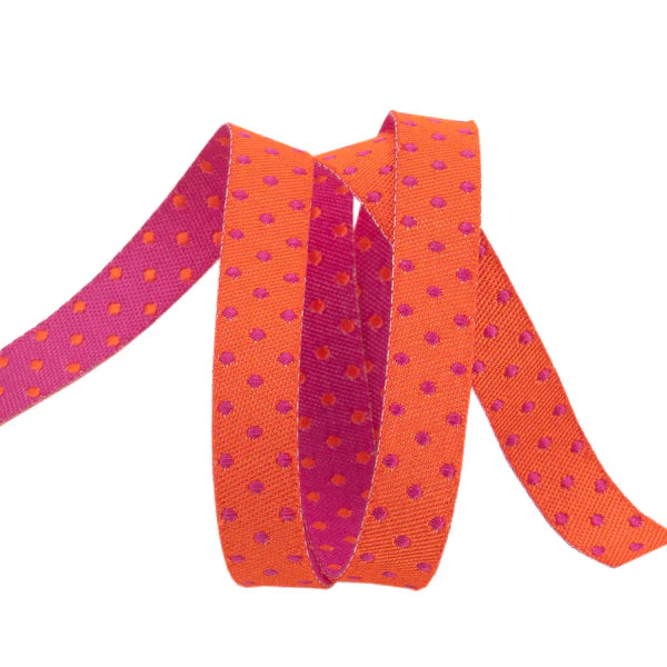Tula Pink Dots and Stripes Ribbon - Thistle Dot - 3/8" Wide - Hummingbird Lane Fabrics and Notions