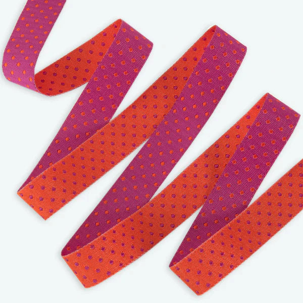 Tula Pink Dots and Stripes Ribbon - Thistle Dot - 5/8" Wide - Hummingbird Lane Fabrics and Notions