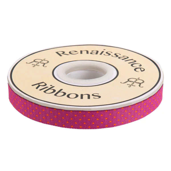 Tula Pink Dots and Stripes Ribbon - Thistle Dot - 5/8" Wide - Hummingbird Lane Fabrics and Notions