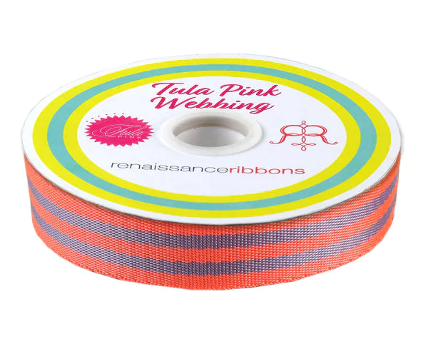 PREORDER - Tula Pink - Lavender and Pink Webbing - 1 Inch Wide - Renaissance Ribbons - Hummingbird Lane Fabrics and Notions